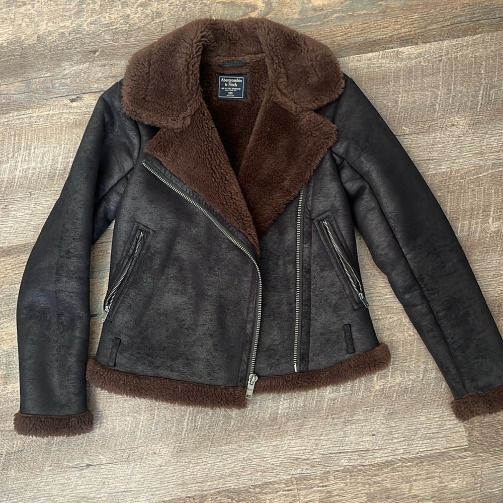 Abercrombie Suede Sherpa Coat